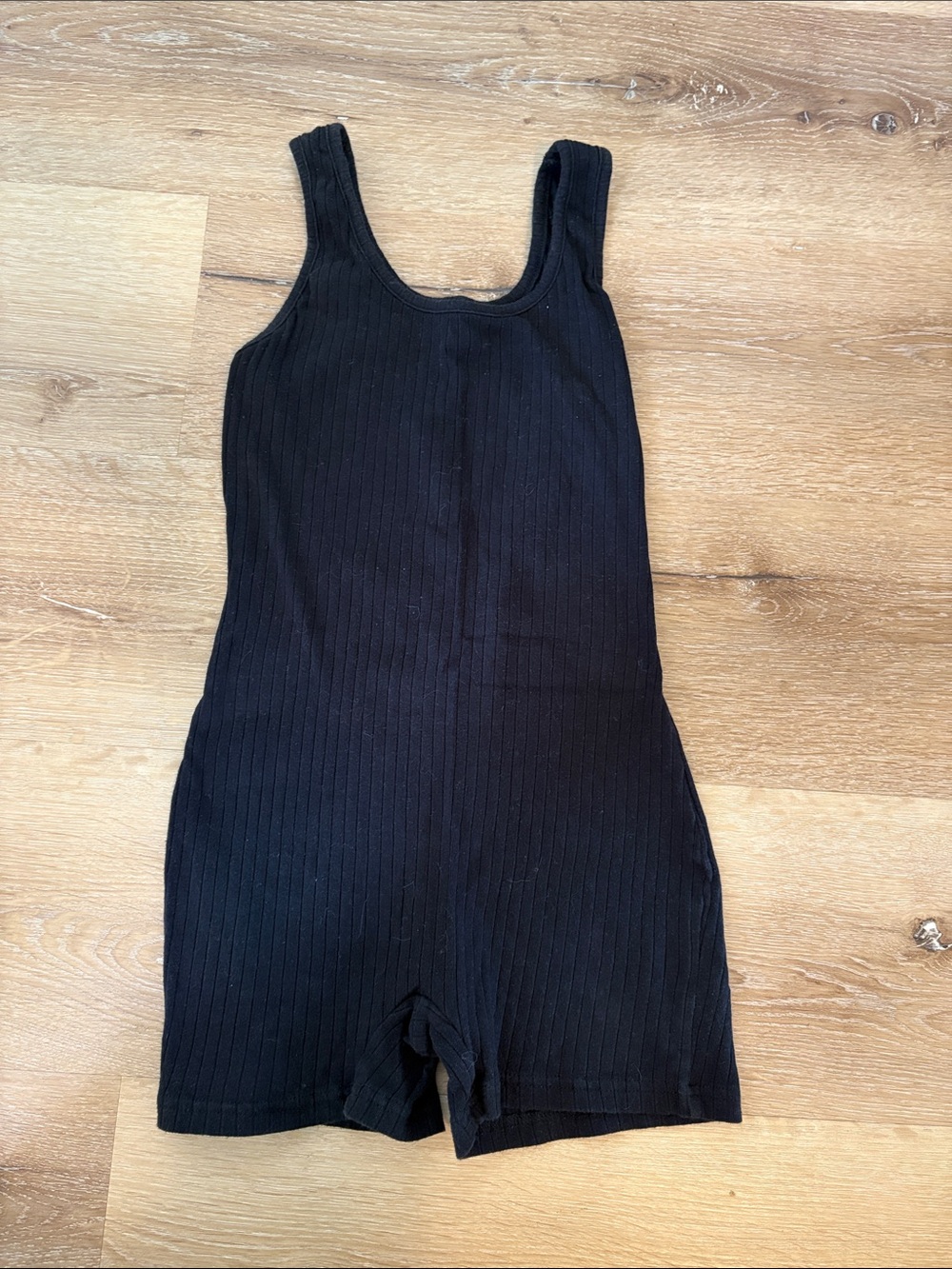 Black Ribbed Athletic Tank Romper